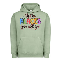 Pigment Oil Green oh the places you will go Urban Hoodie - MaliasSmallBusiness