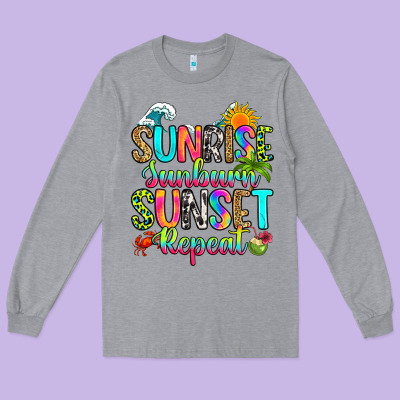 Sunrise Sunburn Sunset Repeat Long Sleeve Tee Designed By Ranaportraitstore