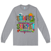 Heather Grey sunrise sunburn sunset repeat Long Sleeve Tee - RanaPortraitStore