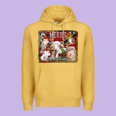 Merry Christmas Goats Premium Hoodie Designed By Jasminsmagicworld