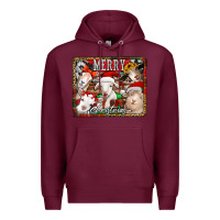 Burgundy merry christmas goats Premium Hoodie - Jasminsmagicworld