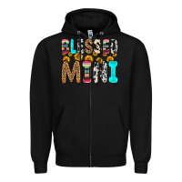 Black blessed mini Zipper Hoodie - Zillion Design Studio