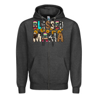 Charcoal Heather blessed mama Zipper Hoodie - Zillion Design Studio