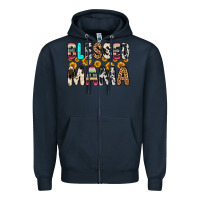 Navy blessed mama Zipper Hoodie - Zillion Design Studio
