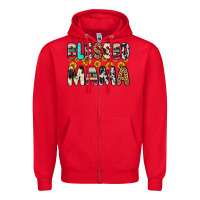 Red blessed mama Zipper Hoodie - Zillion Design Studio