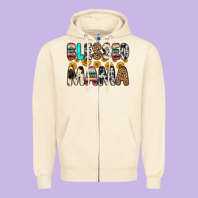 Blessed Mama Zipper Hoodie Designed By Zillion Design Studio