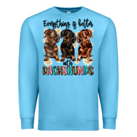 Ocean Blue everything is better with dachshunds Premium Sweatshirt - JahusDesignShop