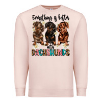 Pale Pink everything is better with dachshunds Premium Sweatshirt - JahusDesignShop