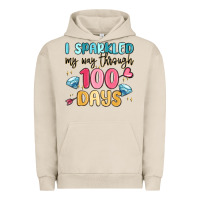 Pigment French Oak i sparkled my way through 100 days Urban Hoodie - MaliasSmallBusiness