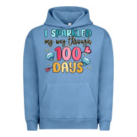 Pigment Pebble Blue i sparkled my way through 100 days Urban Hoodie - MaliasSmallBusiness