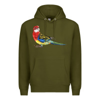 Army Green Rosella Bird Premium Hoodie - LillyAllenDesigns
