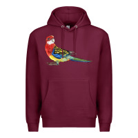 Burgundy Rosella Bird Premium Hoodie - LillyAllenDesigns