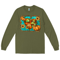 Army Green fall pumpkins and sunflowers heart Long Sleeve Tee - BarkalooDesign