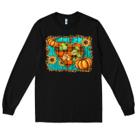 Black fall pumpkins and sunflowers heart Long Sleeve Tee - BarkalooDesign