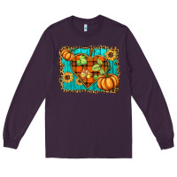 Plum fall pumpkins and sunflowers heart Long Sleeve Tee - BarkalooDesign