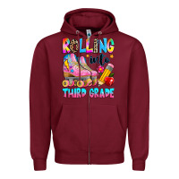 Burgundy rolling into third grade Zipper Hoodie - texasbilliewilder