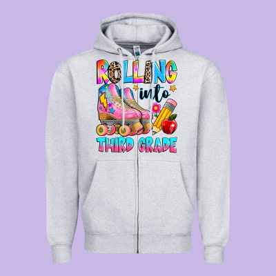 Rolling Into Third Grade Zipper Hoodie Designed By Texasbilliewilder