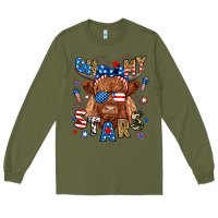 Army Green oh my stars highland cow Long Sleeve Tee - RanaPortraitStore