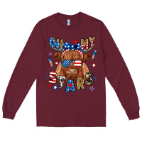 Burgundy oh my stars highland cow Long Sleeve Tee - RanaPortraitStore