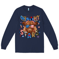 Navy oh my stars highland cow Long Sleeve Tee - RanaPortraitStore