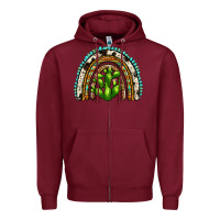 Burgundy western cactus rainbow Zipper Hoodie - Zillion Design Studio
