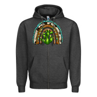 Charcoal Heather western cactus rainbow Zipper Hoodie - Zillion Design Studio