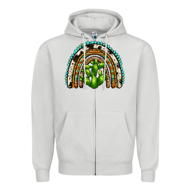 Western Cactus Rainbow Zipper Hoodie by Zillion Design Studio | Teevron