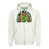 Oatmeal Heather western cactus rainbow Zipper Hoodie - Zillion Design Studio