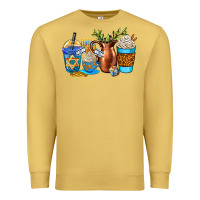 Antique Gold hannukah coffee cups Premium Sweatshirt - AdoDesignShop