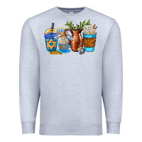 Heather Grey hannukah coffee cups Premium Sweatshirt - AdoDesignShop