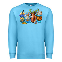 Ocean Blue hannukah coffee cups Premium Sweatshirt - AdoDesignShop