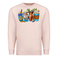 Pale Pink hannukah coffee cups Premium Sweatshirt - AdoDesignShop