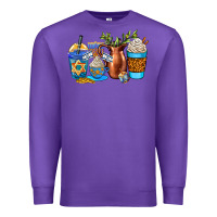 Purple hannukah coffee cups Premium Sweatshirt - AdoDesignShop