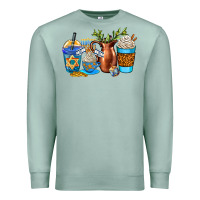 Seafoam hannukah coffee cups Premium Sweatshirt - AdoDesignShop