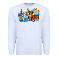White hannukah coffee cups Premium Sweatshirt - AdoDesignShop