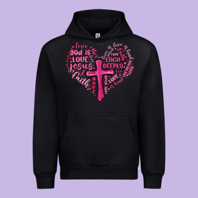 Jesus Is Love Heart Cross Valentines Day Urban Hoodie Designed By Maliassmallbusiness