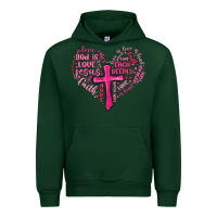 Forest Green jesus is love heart cross valentines day Urban Hoodie - MaliasSmallBusiness