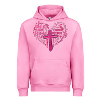 Fuchsia Pink jesus is love heart cross valentines day Urban Hoodie - MaliasSmallBusiness