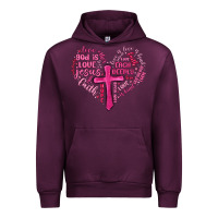 Mauve Wine jesus is love heart cross valentines day Urban Hoodie - MaliasSmallBusiness