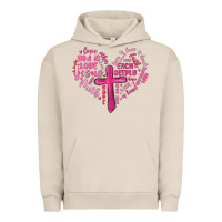 Pigment French Oak jesus is love heart cross valentines day Urban Hoodie - MaliasSmallBusiness
