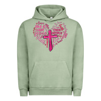 Pigment Oil Green jesus is love heart cross valentines day Urban Hoodie - MaliasSmallBusiness