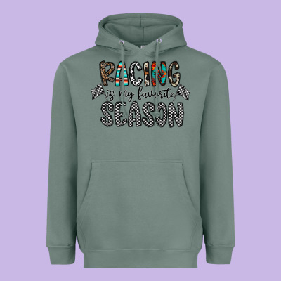 Racing Is My Favorite Season Heavyweight Hoodie Designed By Cowhidedigitalart