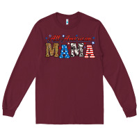 Burgundy all american mama Long Sleeve Tee - RanaPortraitStore