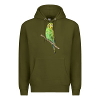 Army Green Budgeriar Bird Parrot Premium Hoodie - LillyAllenDesigns