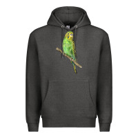 Charcoal Heather Budgeriar Bird Parrot Premium Hoodie - LillyAllenDesigns