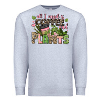 Heather Grey all i need is coffee and plants Premium Sweatshirt - JahusDesignShop