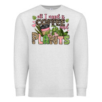 Oatmeal Heather all i need is coffee and plants Premium Sweatshirt - JahusDesignShop