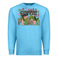 Ocean Blue all i need is coffee and plants Premium Sweatshirt - JahusDesignShop