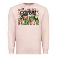 Pale Pink all i need is coffee and plants Premium Sweatshirt - JahusDesignShop