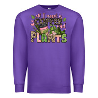 Purple all i need is coffee and plants Premium Sweatshirt - JahusDesignShop